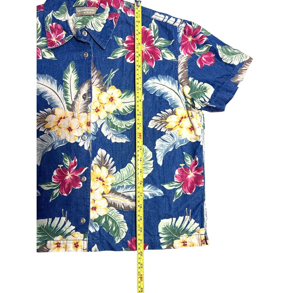 Liz Claiborne Lizwear Tropical Floral Cotton Hawaiian Shirt Womens Medium - Picture 5 of 7